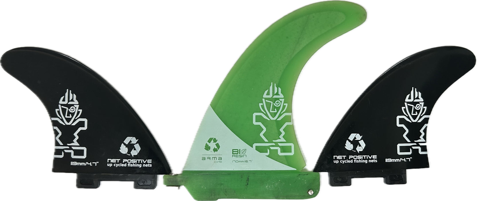 Used Starboard Standup Paddleboard 6.7 Green BI Resin Balsa Core Fin + 2 Plastic Side Fins