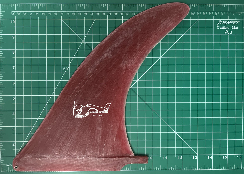 used Greenough 4A 10.5" Red Fiberglass Longboard Fin