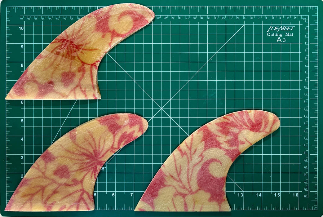 Glass On Floral Print Thruster Fin Set - Fiberglass