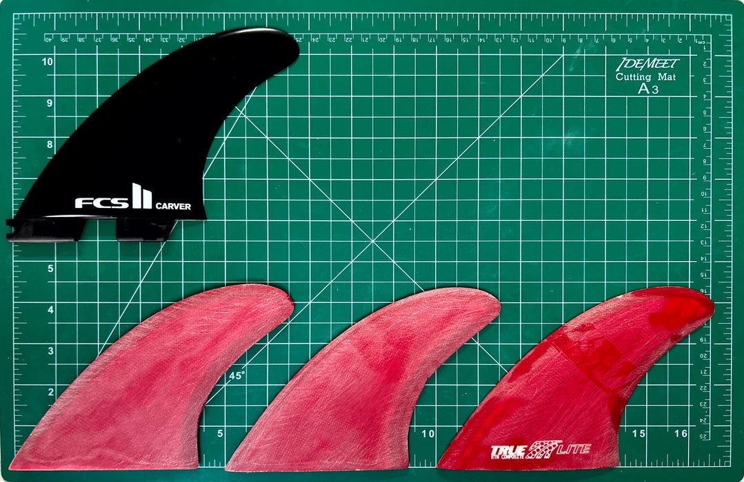 Glass On Thruster Fin Set - Red True Ames Fiberglass