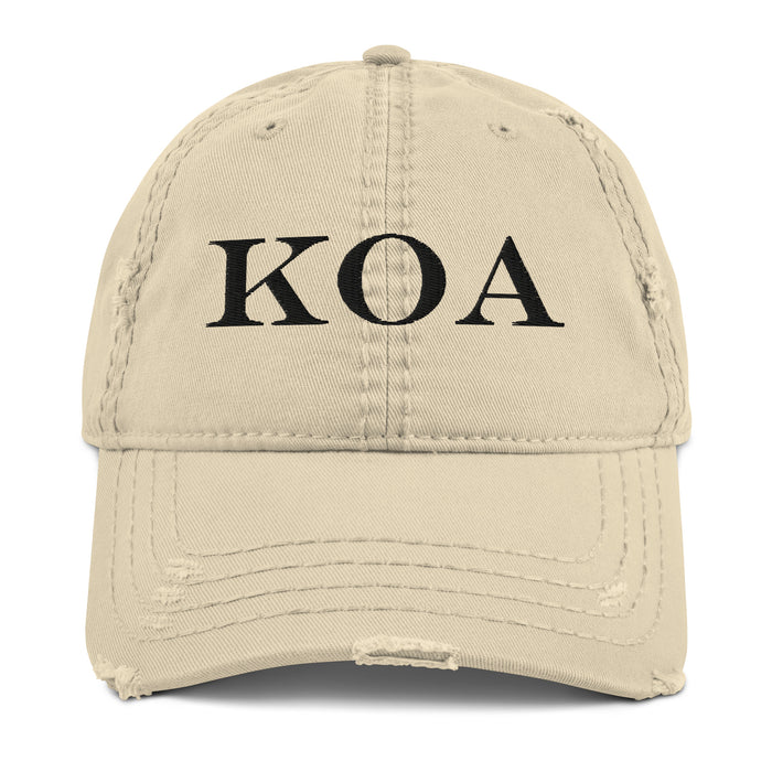 Kimo's Surf Hut Embroidered KOA (in Black) Distressed Dad Hat