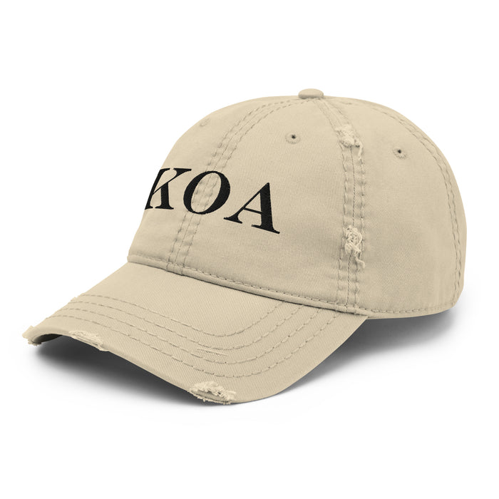 Kimo's Surf Hut Embroidered KOA (in Black) Distressed Dad Hat